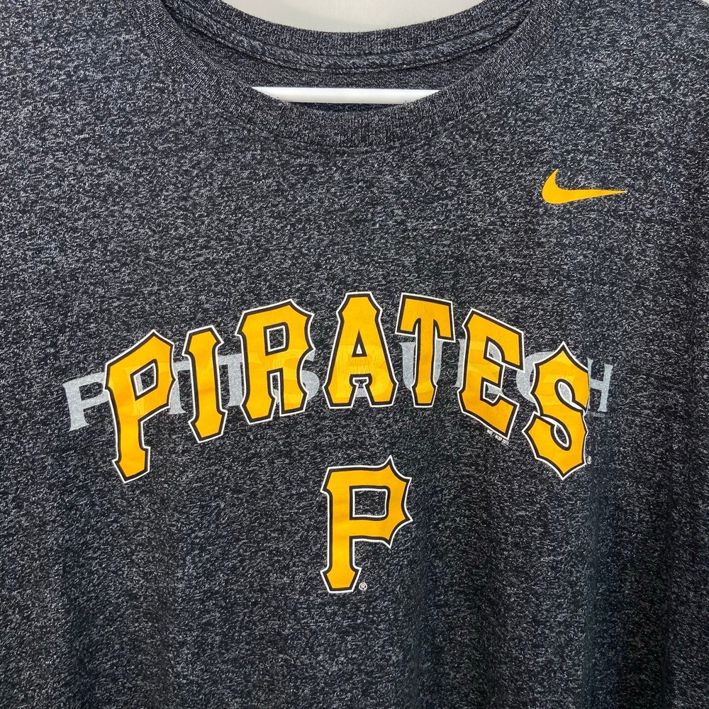 The Nike Tee men's dark gray Pittsburgh Pirates athletic cut short sleeve tshirt - Picture 2 of 6